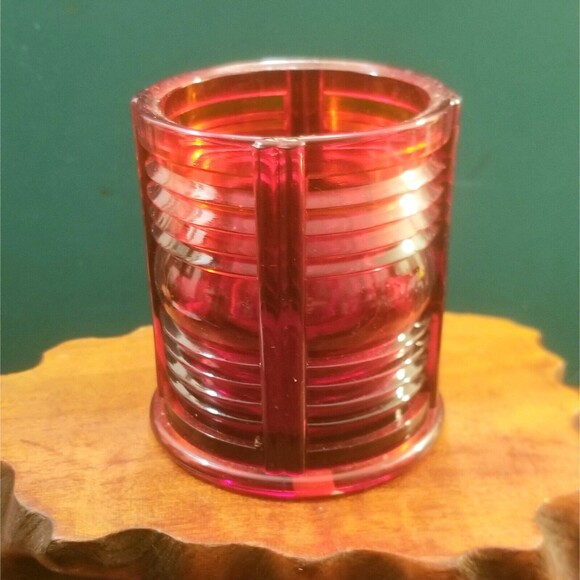 Duncan & Miller Nautical Port Light Ruby Red Cigarette Jar EAPG 3.5" Tall 3" Dia - Picture 5 of 7